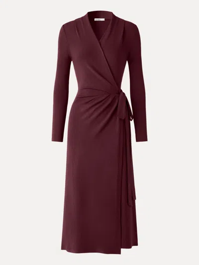 Oglmove Eco-mousse® Classic Long Sleeve Midi Wrap Dress In Brown
