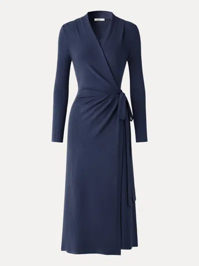 Oglmove Eco-mousse® Classic Long Sleeve Midi Wrap Dress In Black