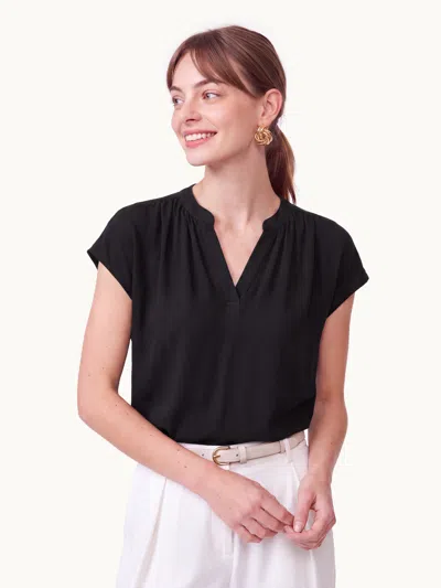 Oglmove Eco-mousse® Collared V-neck Top In Black