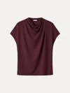 Oglmove Eco-mousse® Draped Mock Neck Cap Sleeve Top In Ruby