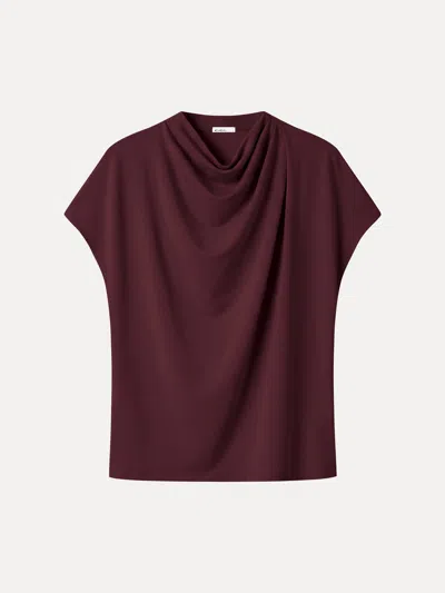Oglmove Eco-mousse® Draped Mock Neck Cap Sleeve Top In Ruby