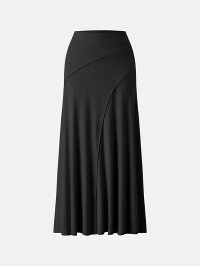 Oglmove Eco-mousse® Drapey A-line Midi Skirt In Black