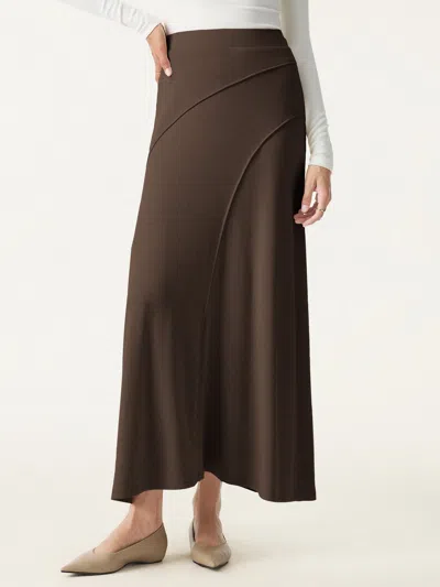 Oglmove Eco-mousse® Drapey A-line Midi Skirt In Espresso