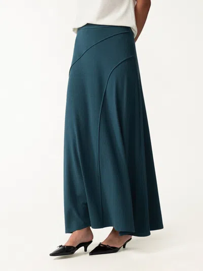 Oglmove Eco-mousse® Drapey A-line Midi Skirt In Forest Night