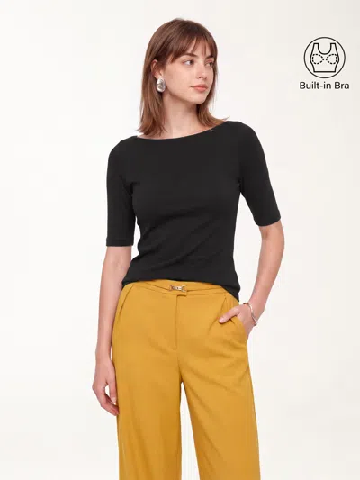 Oglmove Eco-mousse® Elbow Sleeve Bra Top In Black