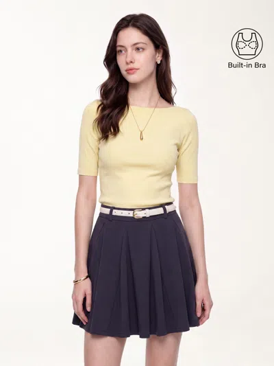 Oglmove Eco-mousse® Elbow Sleeve Bra Top In Butter Yellow