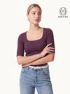 Oglmove Eco-mousse® Elbow Sleeve Bra Top In Deep Fig