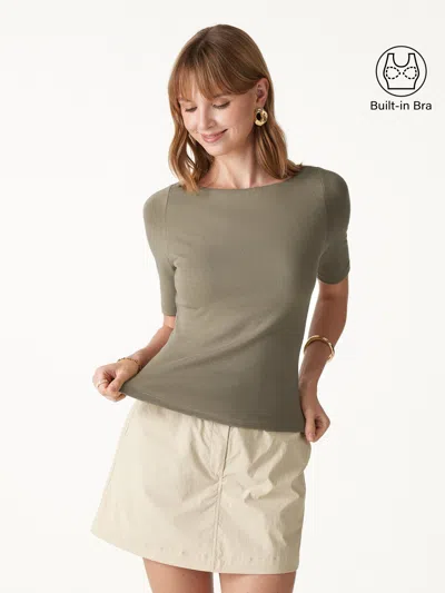 Oglmove Eco-mousse® Elbow Sleeve Bra Top In Materica