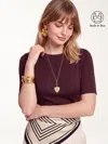 Oglmove Eco-mousse® Elbow Sleeve Bra Top In Ruby Berry