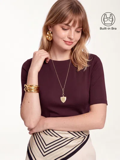 Oglmove Eco-mousse® Elbow Sleeve Bra Top In Ruby Berry