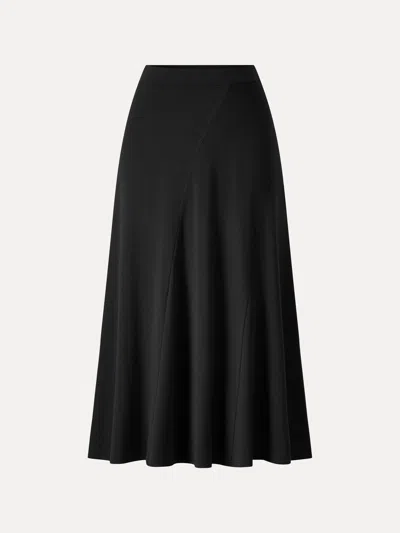 Oglmove Eco-mousse® High-rise Curved-seam A-line Midi Skirt In Black