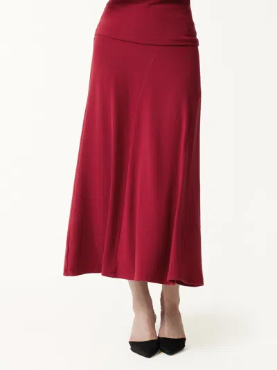 Oglmove Eco-mousse® High-rise Curved-seam A-line Midi Skirt In Brick