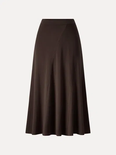 Oglmove Eco-mousse® High-rise Curved-seam A-line Midi Skirt In Espresso Shut