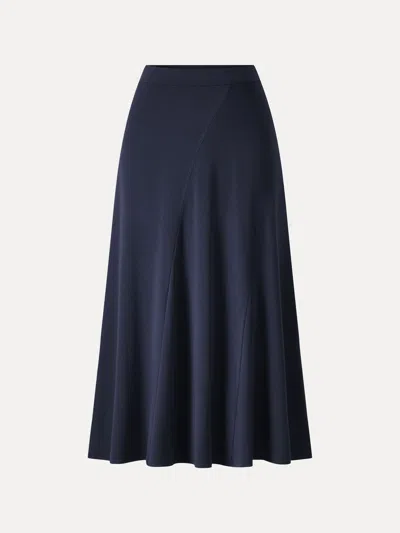 Oglmove Eco-mousse® High-rise Curved-seam A-line Midi Skirt In Midnight Navy