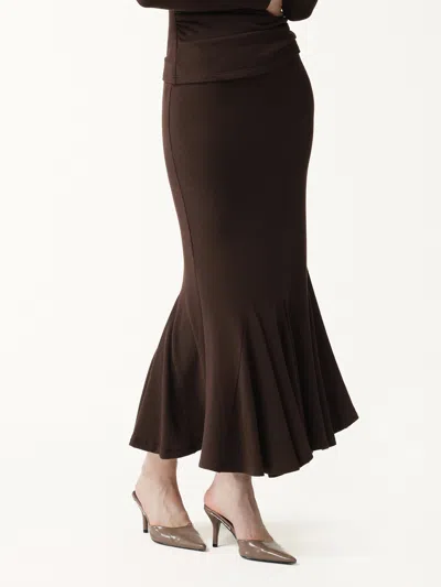 Oglmove Eco-mousse® High-rise Mermaid Midi Skirt In Espresso Shut
