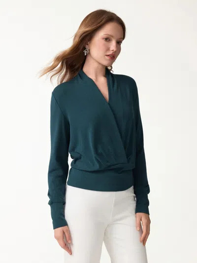 Oglmove Eco-mousse® Long Sleeve Banded Hem Top In Forest Night