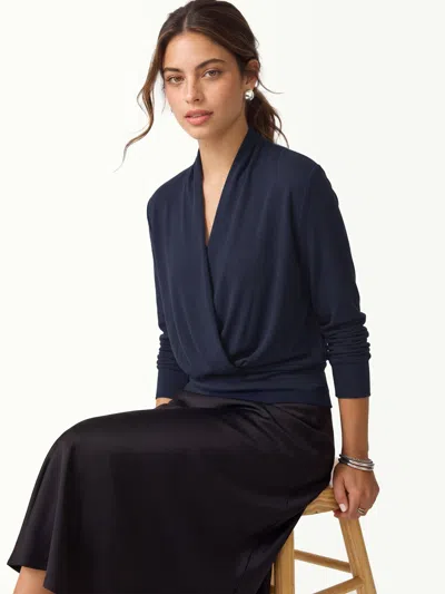 Oglmove Eco-mousse® Long Sleeve Banded Hem Top In Midnight Navy
