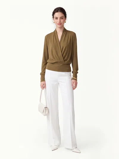 Oglmove Eco-mousse® Long Sleeve Banded Hem Top In Old Brass