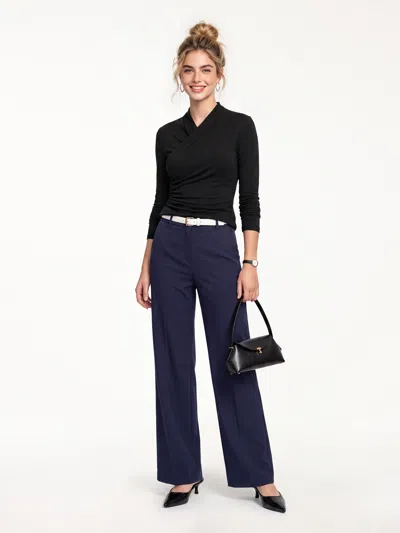 Oglmove Eco-mousse® Long Sleeve Ruched Top In Black