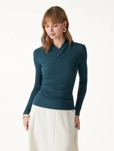 Oglmove Eco-mousse® Long Sleeve Ruched Top In Forest Night