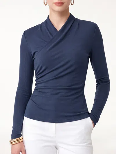 Oglmove Eco-mousse® Long Sleeve Ruched Top In Indigo