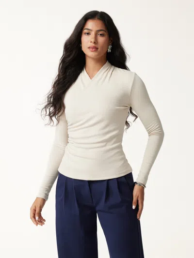 Oglmove Eco-mousse® Long Sleeve Ruched Top In Misty Mist