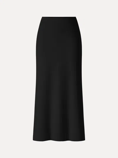 Oglmove Eco-mousse® Mid-rise Side-slit Column Midi Skirt In Black