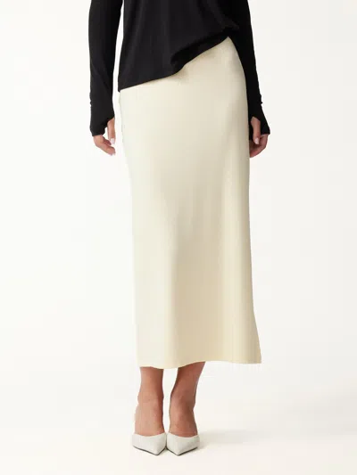 Oglmove Eco-mousse® Mid-rise Side-slit Column Midi Skirt In Butter Cream