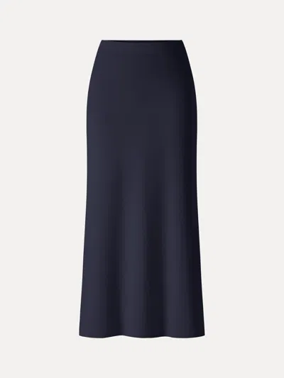 Oglmove Eco-mousse® Mid-rise Side-slit Column Midi Skirt In Smoky Navy