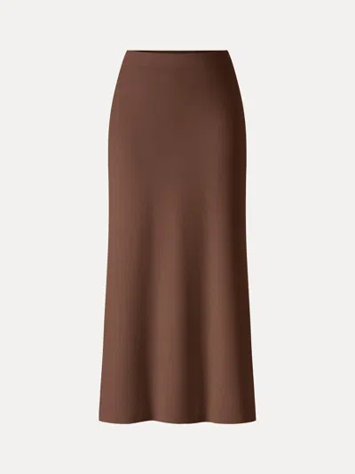 Oglmove Eco-mousse® Mid-rise Side-slit Column Midi Skirt In Sweet Hazelnut