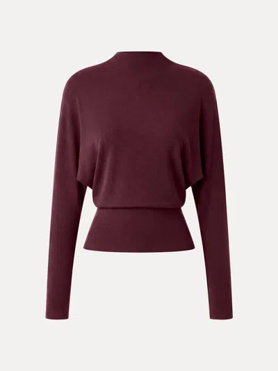Oglmove Eco-mousse® Mock Neck Batwing Sleeve Top In Burgundy