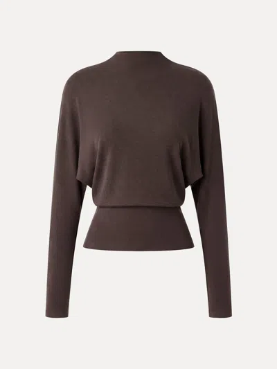 Oglmove Eco-mousse® Mock Neck Batwing Sleeve Top In Cedar Brown