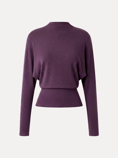 Oglmove Eco-mousse® Mock Neck Batwing Sleeve Top In Purple