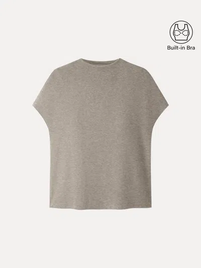 Oglmove Eco-mousse® Mock Neck Short Sleeve Bra Top In Heather Dove