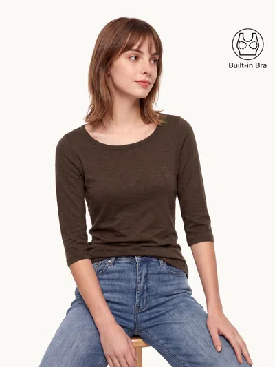 Oglmove Eco-mousse® Round Neck Bra Top In Umber Wood Brown