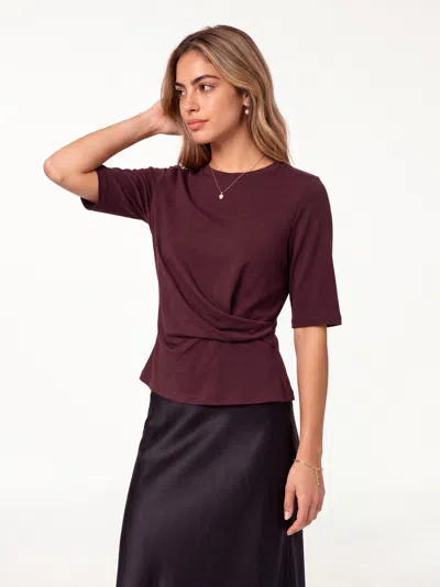 Oglmove Eco-mousse® Round Neck Elbow Sleeve Top In Ruby
