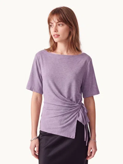 Oglmove Eco-mousse® Short Sleeve Tie-side Top In Lilac Purple
