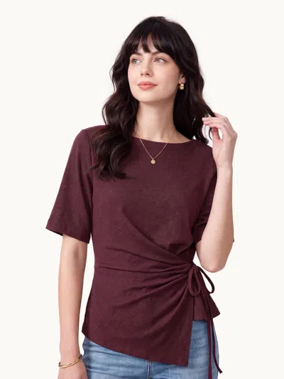 Oglmove Eco-mousse® Short Sleeve Tie-side Top In Raisin Purple