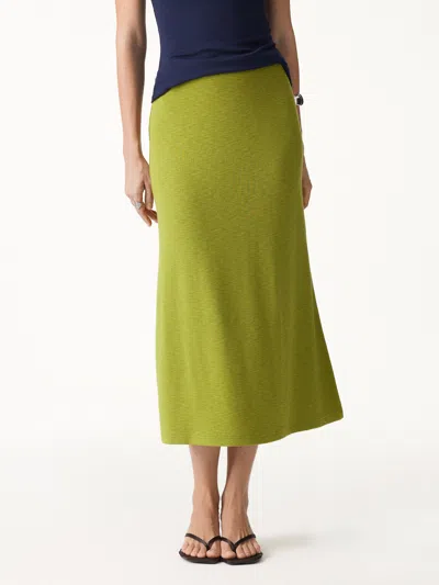 Oglmove Eco-mousse® Side-slit A-line Midi Skirt In Citrus Green