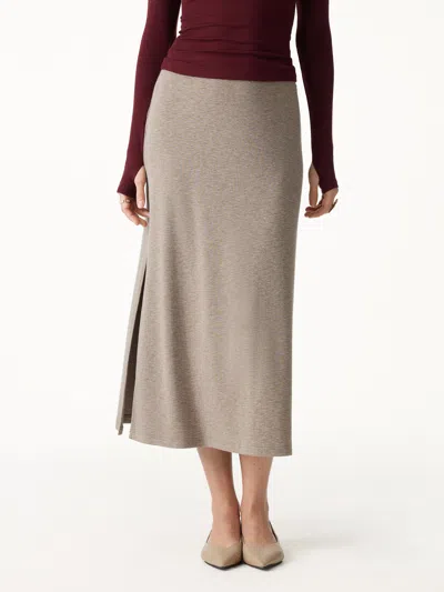 Oglmove Eco-mousse® Side-slit A-line Midi Skirt In Heather Dove