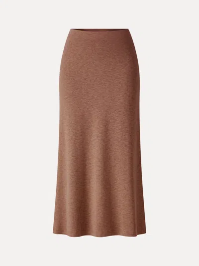 Oglmove Eco-mousse® Side-slit A-line Midi Skirt In Rust Burn Orange
