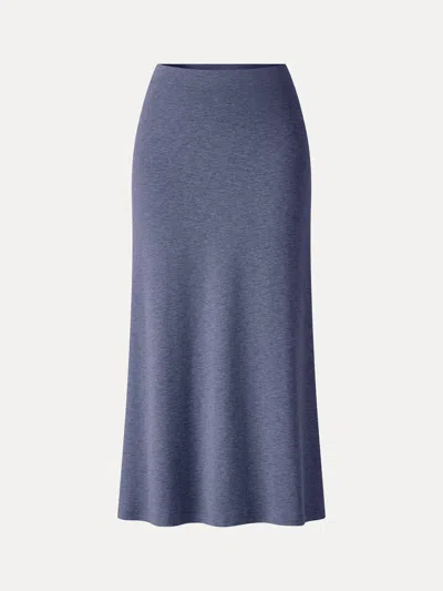 Oglmove Eco-mousse® Side-slit A-line Midi Skirt In Slate Blue