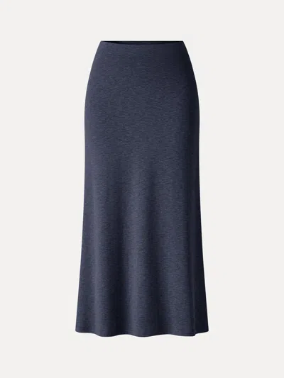 Oglmove Eco-mousse® Side-slit A-line Midi Skirt In Smoky Navy