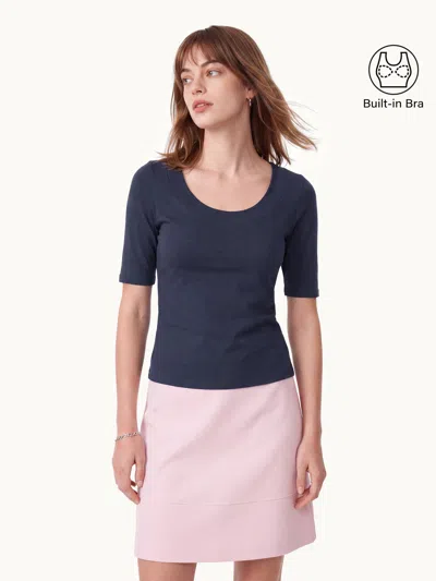 Oglmove Eco-mousse® Slub U-neck Bra Top In Smoky Navy