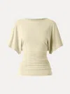 Oglmove Effortless Boatneck Batwing Sleeve Side Ruched Top In Yellow