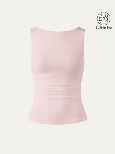 Oglmove Elastic Open Back Bra Tank In Pink