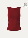 Oglmove Elastic Open Back Bra Tank In Red