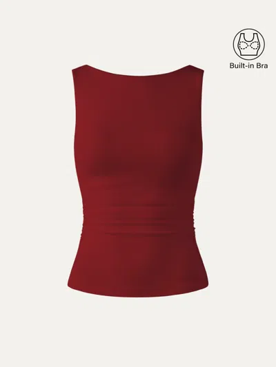 Oglmove Elastic Open Back Bra Tank In Red