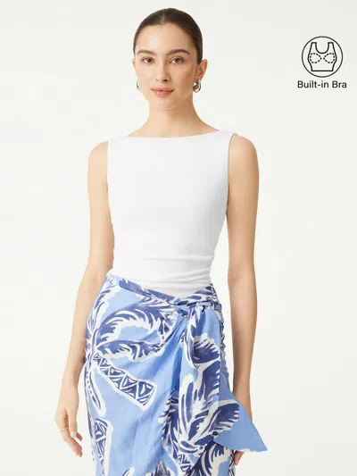 Oglmove Elastic Open Back Bra Tank In White