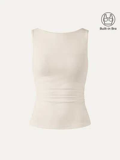 Oglmove Elastic Open Back Bra Tank In White